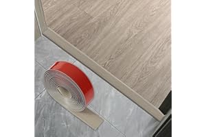 NUFLR Self Adhesive Vinyl Floor Transition Strip, PVC Door Strip Threshold Bar Door, Laminate Floor Flat for Flooring Edge Trim Grey Wood 5cmX2m(1.96in, 6.5FT)