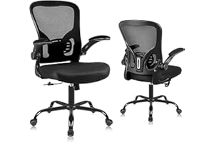 Youhauchair Office Chair, Breathable Mesh Swivel Desk Chair, Lumbar Back Support Ergonomic Office Chair, Computer Chair Office Chairs with Flip-up Armrests, Black
