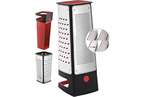 Silit Grattugia quadrata con contenitore di raccolta, 29,5 x 11 x 11 cm, 4 superfici di grattugia, acciaio inox, plastica, grattugia patate e cetrioli