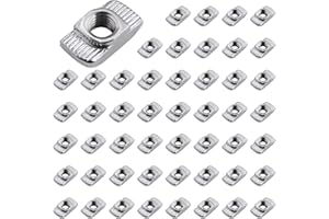 Yeepeo 50 sztuk nakrętek młotka 6 mm, rowek 6, gwint M4, 2020, profil 2020, stal węglowa, gniazdo T, nakrętki młotkowe do profilu aluminiowego, szczelin wytłaczających (EU20-M4 x 10 x 6)