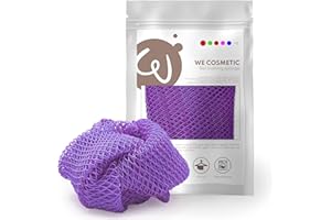 WE COSMETIC We Cosmetics XL Red de baño africana, toallita exfoliante, esponja de ducha, esponja exfoliante corporal, tamaño grande, 120 cm de largo, color morado