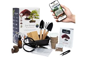 CULTIVEA® Premium Bonsai Kit Ready to Grow - Trädgård och inredning - Ta hand om dina bonsai och naturliga växter - Tråd, gödningsmedel, verktyg, rund sax, liten Bonsai sax - originell presentidé