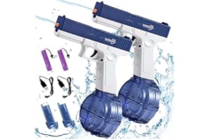 HYNXM 2 Pcs Wasserpistole Elektrisch, Wasserpistole Erwachsene, Automatische Wasserpistole mit Großer Kapazität, Distanz bis zu 8 M, Pool, Strandspielzeug