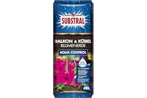 Substral Balkon- & Kübel-Blumenerde Aqua Control 40l, 4 Monate vorgedüngt, speichert doppelt so viel Wasser