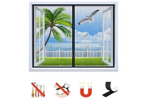 MAIFENGL Moustiquaire Fenêtre Magnétique, Auto-Adhésif Rideau en Maille Moustiquaire Porte Magnétique, Fermeture Automatique, pour Fenêtre Portes-Black-A|| 62x84inch(160x215cm)