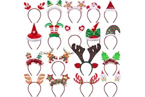 BQTQ 18 Pieces Christmas Headbands Elves Party Hats Headbands for Christmas Holiday Favour