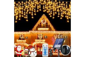 RJEDL Guirlande lumineuse solaire à LED renouvelable, rideau lumineux extérieur, 15 m + 5 m, 600 LED, cascade, rideau lumineux avec 8 modes, minuteur, mémoire, variateur, télécommande pour intérieur