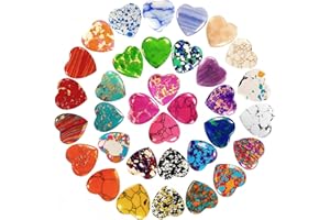 prota Heilung Kristall Edelsteine Herz Stein Set, 34 Stück Liebesherz Natürliche Bunte Kristalle Steine, Herzsteine Natürliche Steine Bunte Herzsteine für Crystal Therapy Meditation Dekoratione
