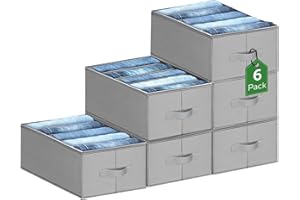 Captainfive Organizador Armario Ropa 6 Piezas, Organizador Cajones de Camisetas Jeans, Cajas Almacenamiento Plegable de Tela con 5 Compartimentos, Apilable, Ahorra Espacio (M, 34 x 25 x 20 cm)