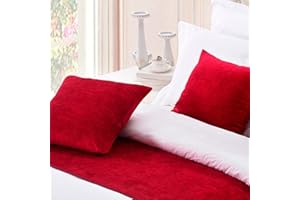 OSVINO Set of 2 Cushion Covers 50 x 50 cm Red Vintage Square Chenille Soft Cushion Cover for Bed and Living Room Home Bedroom Decoration