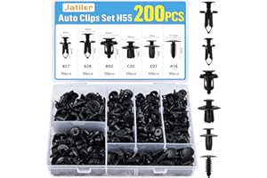 JatilEr 200 Stück Befestigungsclips Auto Clips, H55 Kfz Clips 6 Arten Spreiznieten Nylon Kunststoffnieten Karosserie Clips, Universal Türverkleidung Clips Befestigungssatz