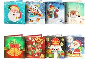 Xinzistar 8 Stück Weihnachtskarten mit Blanko Umschlag, DIY 5D Diamond Painting Karten Weihnachten Strass Diamantgemälde Geschenkkarte Grußkarte Postkarte
