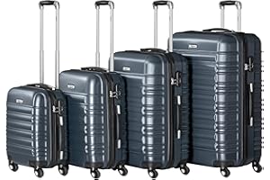 Zelsius Koffer Set 4 Stück, Anthrazit | ABS Hartschalenkoffer mit Zahlenschloss, 4 Rollen und Innen Trennwand | Handgepäckkoffer, 4 teilig, Trolley, Groß, Luggage