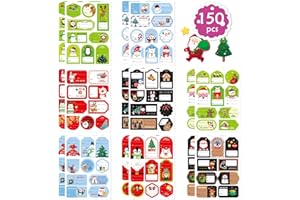FYVADIO 150 PCS étiquettes autocollantes de Noël Père Noël Bonhommes de neige Xmas Tree Deer Christmas Festival Birthday Wedding Holiday Decorative Presents Labels