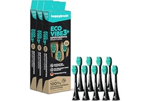 ‎HAPPYBRUSH happybrush® Nachhaltige Aufsteckbürsten für elektrische Schall-Zahnbürste Eco VIBE 3 - Schwarz/Mint - 3x3 Stück