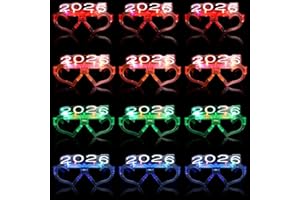 GEKMOR 10 Pack LED Lights Glasses, 2026 Happy New Year Glow Glasses, Glow in The Dark Party Light-up Glasses