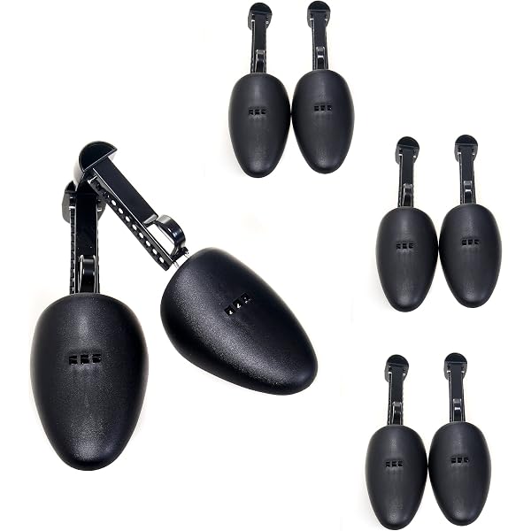 Lot De 5 Paires Embauchoirs à Ressort Hélicoïdal Pour Hommes – Plastique Réglable Noir – Maintien Parfait Des Chaussures