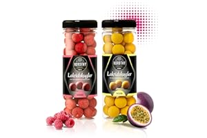 NOHAWA Nordthy Lakritz Kugel Mix 2 x 300g Himbeere/Passionsfrucht– Original Dänische Lakritze Geschenkset – Lakritzkugeln umhüllt von edler Schokolade – Gourmet weiches Lakrids Süßigkeiten