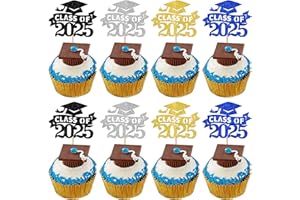 SYKYCTCY 24 Pack 2025 Graduation Cupcake Toppers Glitter Class of 2025 Cupcake Picks Diploma Done Congrats 2025 Cupcake Decorations for 2025 Graduation Theme Party Supplies Multi