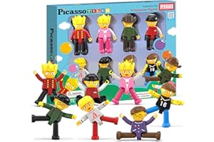 PicassoTiles Magnetic 8 Piece Character Action Figures Toddler Toy Set Magnet Expansion Variety Pack Educational Add-on STEM Learning Kit Pretend Playset for Construction Building Block Tiles PTA03
