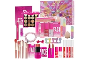 LHLXZQ Ensemble de Maquillage Femme, Kit de Démarrage de Maquillage avec Ombres Paupières Correcteur Rouge à Lèvres Mascara Blush, Trousse de Cosmétique Voyage pour Yeuxe Lèvres e Visage#1