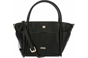 THUN - Borsa Intreccio in ecopelle, nero, piccola