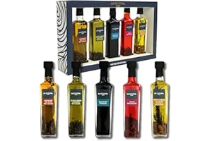Kimm & Miller Luxury Infused Olive Oil Gift Set - 5 Cooking Oils with Flavoured Oils & Balsamic Vinegar - Cooking Gifts for Men & Women & Italian Food Lovers