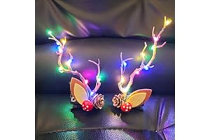 SINLOV Christmas LED Glowing Headband Antlers Headbands Light Up Feather Headpieces for Christmas and Party Decoration (Style4)