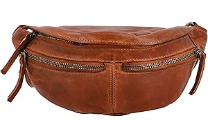 Gusti Unisex Gürteltasche Leder - Acton Damen und Herren Bauchtasche Festivaltasche Hüfttasche Vintage Braun Leder