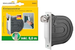 Schellenberg 50603 Rolladen Gurtwickler Unterputz Set, System Mini, Lochabstand 11,8 cm, inkl. Mauerkasten, Abdeckplatte und Rolladengurt, weiß