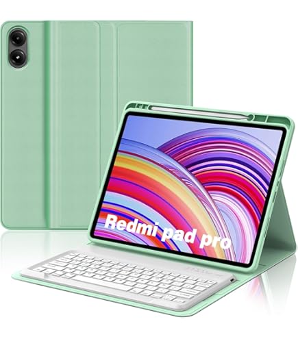JADEMALL Étui Clavier Pour Redmi Pad Pro 12.1 Pouces 2024, AZERTY Français Clavier Rétroéclairé Bluetooth Magnétique Détachable Avec Fente Pour Stylo Pour Tablette Redmi Pad Pro 12.1", Ciel Bleu
