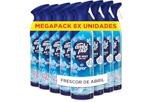 Ambipur Despertar Primaveral Ambientador En Spray 185ml x 8, Con Una Fragancia El Doble De Duradera Que Elimina Olores Y Deja Un Aroma Fresco Y Ligero, El paquete puede variar