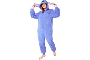 Disney Stitch Onesie dam & tonåringar, Lilo och Stitch fleece onepiece dam med huva och öron presenter vuxna