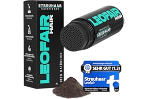 Leofair Haarverdichtung - 100% natürlich - Streuhaar für volles und dichtes Haar in Sekunden! Schütthaar in Premium Friseurqualität - 28g - Perfekter Look für Männer & Frauen (Dunkelbraun)