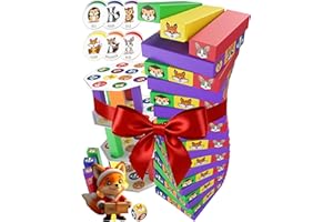 SINNESFUCHS® Wackelturm Holz - FSC® 100% Holzspielzeug ab 3 Jahre - kreatives 7 in 1 Lernspielzeug - Stapelturm Holz Spielzeug - Geschicklichkeitsspiele ab 4 Jahre - Kinder Jungen & Mädchen Turm Spiel
