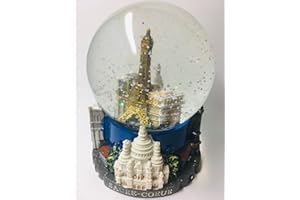 Vianaya - Sfera di neve Parigi Torre Eiffel, base in resina con monumenti in 3D e globo in vetro con glitter scintillanti, colore blu, misura media (altezza 11 cm)