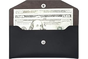 Cobee Portefeuille en cuir synthétique pour espèces, enveloppe imperméable et réutilisable pour femmes et filles (noir)