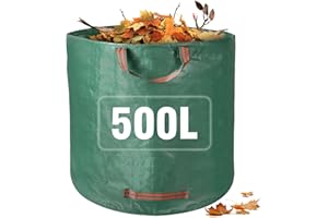 SEGNAYEN Garden Waste Bags Heavy Duty, 500L Reusable Garden Sacks with Handles, Large Garden Bag Refuse Rubbish Bags Green for Yard Debris Grass Cuttings Garbage Leaves Collection