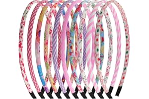 LANJUE 10 Pcs Colourful Girls Headbands, Flower Strip Plain Hair Bands Head Bands Hairbands Floral Fabric Pink Hair Hoop Alice Bands for Girls Children Kids