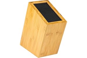 Rockingham Forge Pochylony bambusowy uniwersalny blok na noże, 20 przegródek na noże do 20 cm długości ostrza, 27 cm