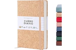 Beechmore Books Cuaderno Rayado - A5 Diseño de Corcho Libreta Tapa Dura Cuero Vegano, Papel Grueso 120gsm Crema Rayado, Caja de Regalo, para Escritores, Diaristas, Reuniones de Negocios y Estudiantes