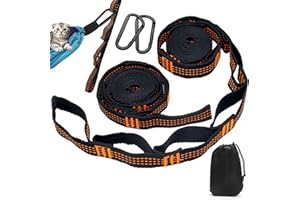 Veftsvy 2 Pezzi Cinghie per Amaca, 3m x 2,5cm Amaca Sospensione Cinghie, Fasce per Amaca, con 2 Moschettoni, Kit Corda da Amaca Cinturino, Adatte per Viaggi, Campeggio, Altalena per Amaca