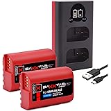 Baxxtar Pro 2X Batterie DMW BLK22 E (2250mAh) et Mini Chargeur Double LCD (USB-C/MicroUSB) Compatible avec Panasonic DC S5 S5