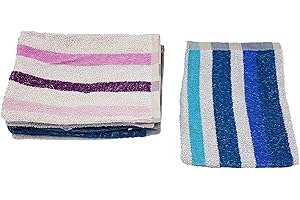 Ilkadim 8 Stück Waschhandschuhe 100% Baumwolle, 20 x 16cm, Waschlappen (Mehrfarbig gestreift)