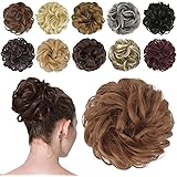 FESHFEN Chignon Finto per Capelli, Elastico Chignon Finti Sintetica Ondulato Capelli Naturale Riccio Coda di Cavallo Auburn c