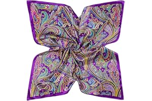 DAMILY Femmes Écharpe Bandana avec Motif Coloré Feuille Soie Aimer Grand Carré Satiné Foulard Tête 90 * 90cm