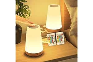 ‎BONSERY Bonsery Lampka nocna LED dla dzieci, dotykowa, ściemniana, ładowanie przez USB, z pilotem zdalnego sterowania, z 13 kolorami, 3 trybami i timerem, bezprzewodowa, do sypialni i salonu, 2 szt.