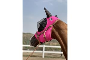 TGW Riding Masque anti-mouches de cheval Super Fit - Pour chevaux - Rose foncé - Taille L