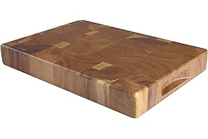 T&G Tuscany Rectangular End Grain Chopping Board with Finger Grooves in Acacia, Medium, 38 x 26 x 4 cm 10942