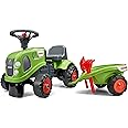 Falk Claas Tractor Ride-On with Trailer, from 12 Months, Made in France, Shovel and Rake Included-2 Styles, Customisable License Plate, 212C, Green